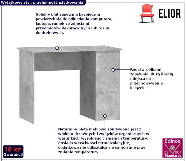 Szare biurko z półkami w kolorze beton E8-C36