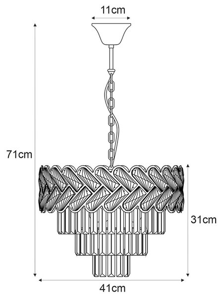 Srebrny okrągły żyrandol z kryształkami - S880-Zevi