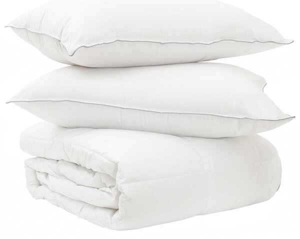 Zestaw kołder z poduszką 2 pcs Biały Włókno bambusowe