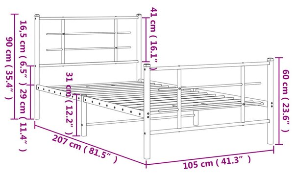 Czarne metalowe łóżko małżeńskie 100x200cm P6-L85