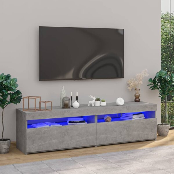 Szafki pod TV z LED, 2 szt., szarość betonu, 75x35x40 cm