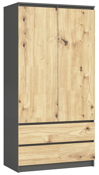 Dwudrzwiowa szafa szary + dąb artisan F4-D18