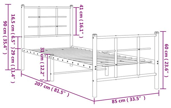 Czarne metalowe łóżko w stylu loftowym 80x200 cm - Estris