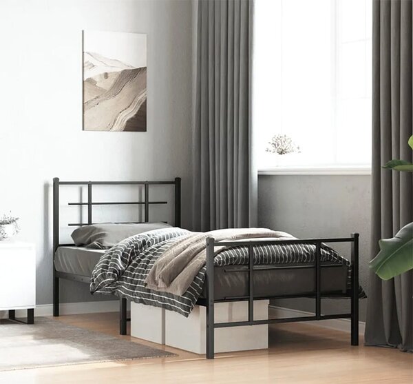 Czarne metalowe łóżko małżeńskie 100x200cm P6-L85