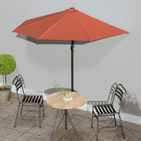 Półparasol balkonowy, aluminium, terakota, 270x144x222 cm