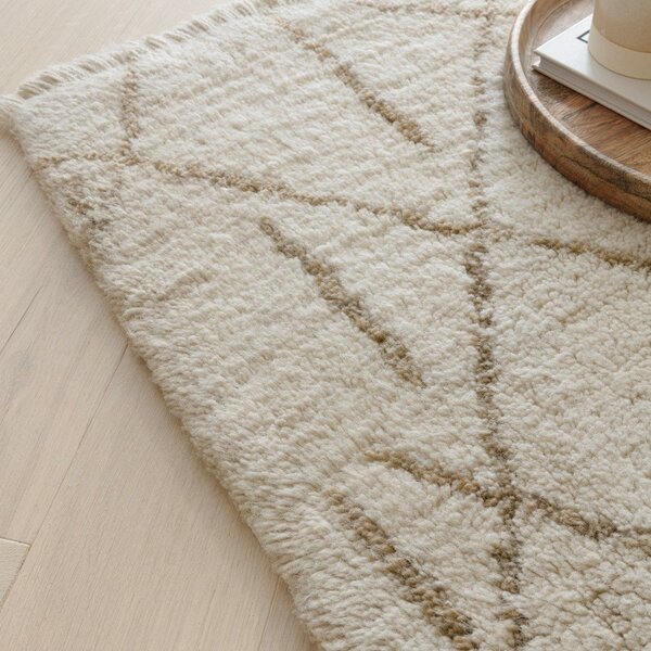Kremowy wełniany dywan odpowiedni do prania/tkany ręcznie 120x170 cm Azera Crosshatch – Asiatic Carpets