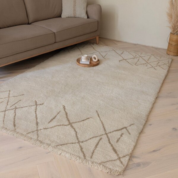 Kremowy wełniany dywan odpowiedni do prania/tkany ręcznie 120x170 cm Azera Crosshatch – Asiatic Carpets