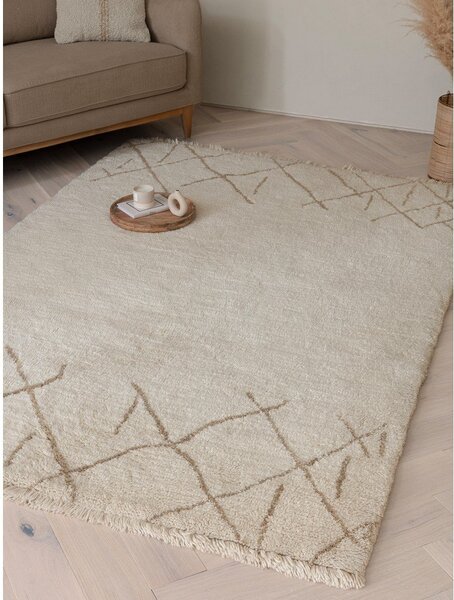 Kremowy wełniany dywan odpowiedni do prania/tkany ręcznie 120x170 cm Azera Crosshatch – Asiatic Carpets