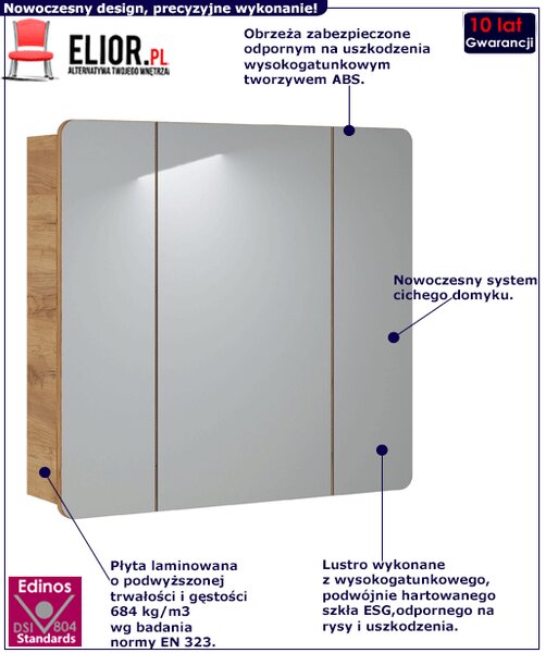 Podwieszana szafka łazienkowa z lustrem L0-S75