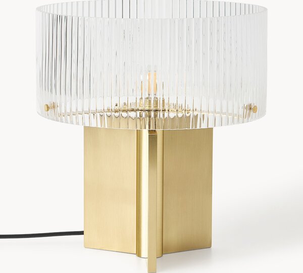 Lampa stołowa ze szkła z ryflowanym wzorem Emmi