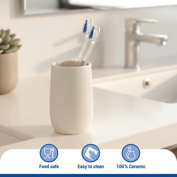 Kremowy kubek na szczoteczki do zębów ceramiczny Fablo – Wenko