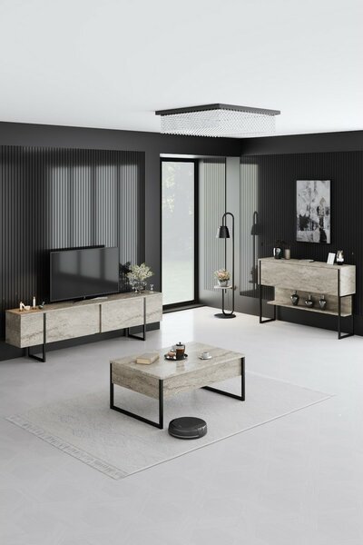 Komoda Luxe Travertine and Black