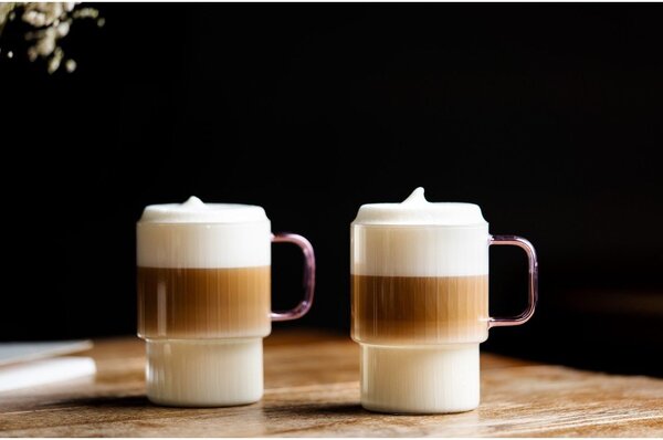 Różowe szklane kubki zestaw 2 szt. do cappuccino 350 ml Livio – Vialli Design