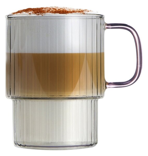 Różowe szklane kubki zestaw 2 szt. do cappuccino 350 ml Livio – Vialli Design