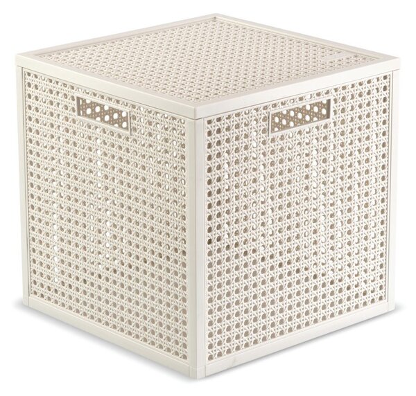 Kremowy pojemnik z pokrywką z plastiku z recyklingu 28x28x28 cm Kaya Cube – Curver