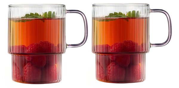 Różowe szklane kubki zestaw 2 szt. do cappuccino 350 ml Livio – Vialli Design