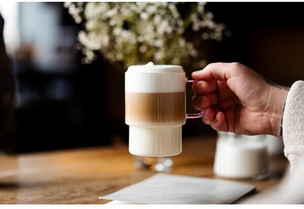 Różowe szklane kubki zestaw 2 szt. do cappuccino 350 ml Livio – Vialli Design