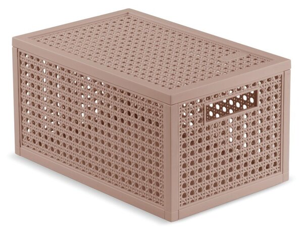 Szaroróżowy pojemnik z pokrywką z plastiku z recyklingu 19x30x15 cm Kaya – Curver