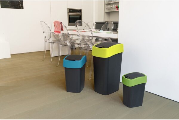 Zielony/czarny plastikowy kosz na śmieci do segregacji odpadów 25 l Flip Bin – Curver