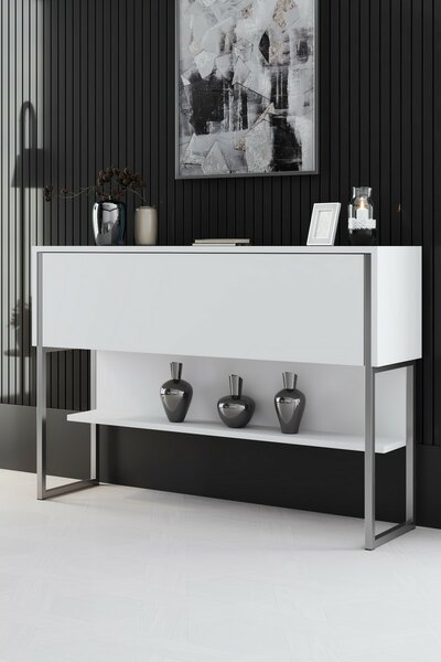 Komoda Luxe White and Silver