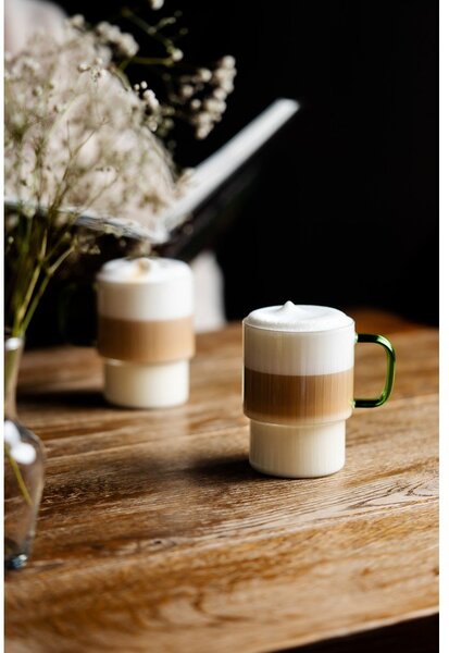 Zielone szklane kubki zestaw 2 szt. do cappuccino 350 ml Livio – Vialli Design
