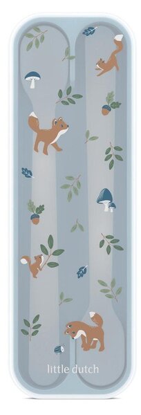 Jasnoniebieskie plastikowe łyżeczki dla dzieci zestaw 2 szt. Forest Friends by Little Dutch – Mepal