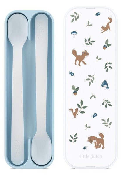 Jasnoniebieskie plastikowe łyżeczki dla dzieci zestaw 2 szt. Forest Friends by Little Dutch – Mepal