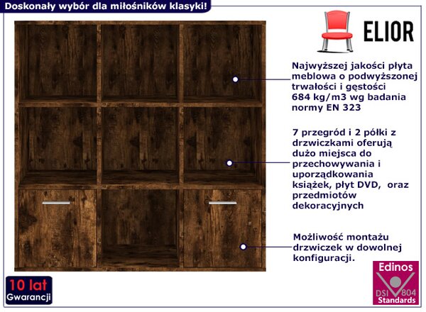 Kwadratowy otwarty regał przydymiony dąb Z4-B83