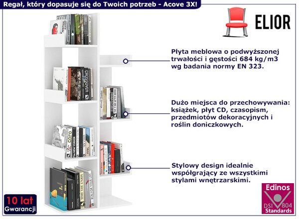 Biały regał z 8 pólkami C3-K20