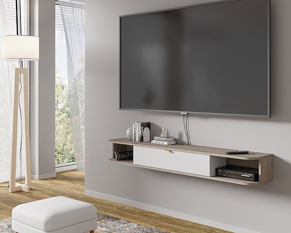 Wisząca szafka pod TV dąb sonoma + biały B4-C27