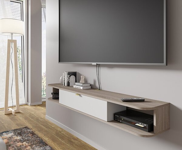 Wisząca szafka pod TV dąb sonoma + biały B4-C27