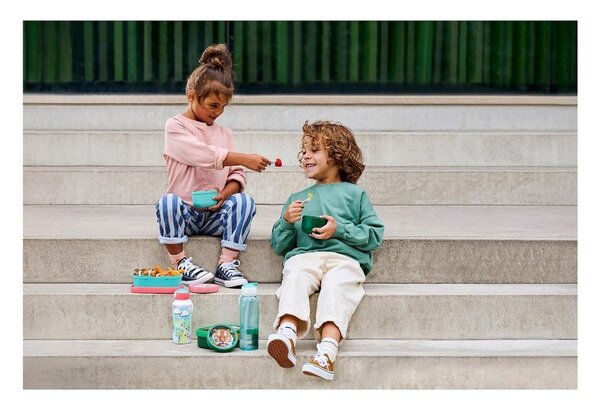 Jasnoniebieski plastikowy pojemnik śniadaniowy dla dzieci Forest Friends by Little Dutch – Mepal