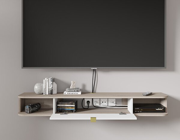 Wisząca szafka pod TV dąb sonoma + biały B4-C27