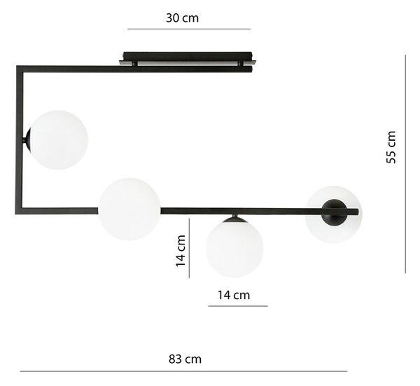 Nowoczesna lampa sufitowa z mlecznymi kloszami - D107 M0-N40