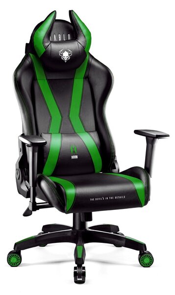 Fotel gamingowy Diablo X-One 2.0 Normal: Czarno-zielony, młodzieżowy, do pracy, do nauki