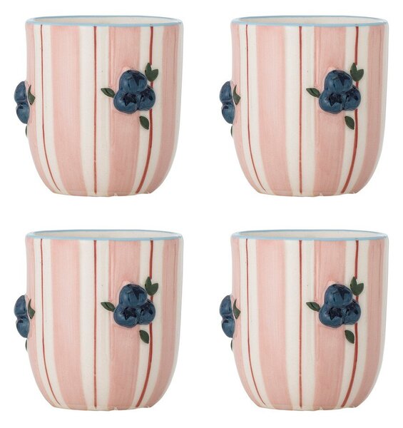 Różowe ceramiczne kubki do cappuccino zestaw 4 szt. 235 ml Carry – Bloomingville