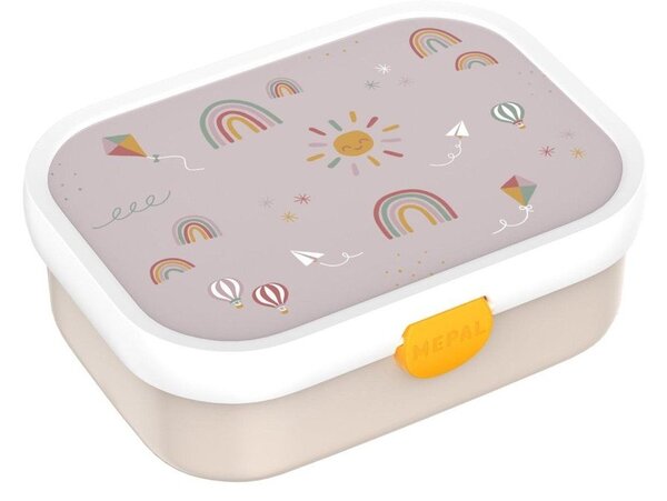 Beżowy plastikowy pojemnik śniadaniowy dla dzieci Sunshine & Rainbow – Mepal