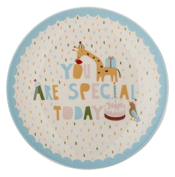 Jasnoniebiesko-kremowy kamionkowy talerz dla dzieci ø 16 cm Celebrate – Bloomingville Mini