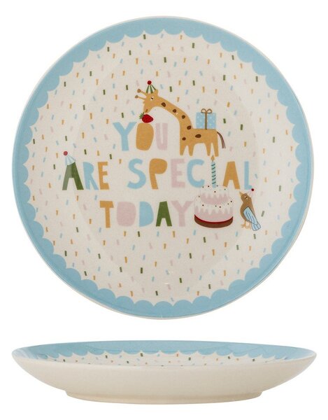 Jasnoniebiesko-kremowy kamionkowy talerz dla dzieci ø 16 cm Celebrate – Bloomingville Mini