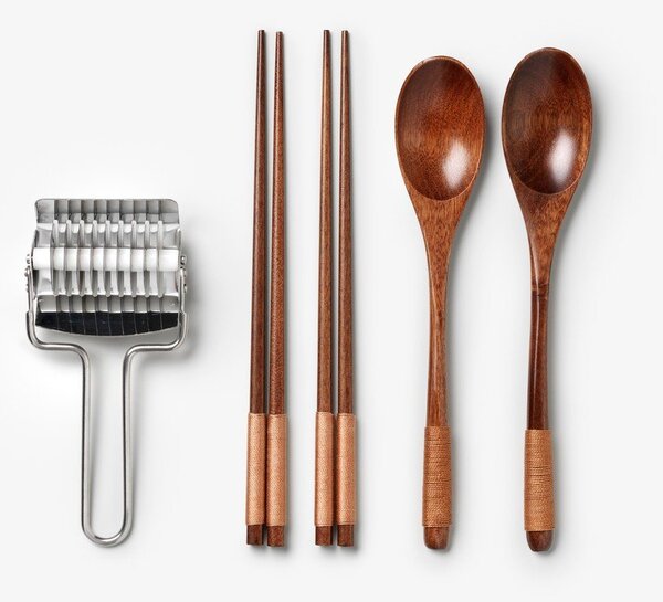 Niebieski zestaw pałeczek ze stali nierdzewnej i bambusa dla 2 osób The Essentials - Ramen Tools – Printworks