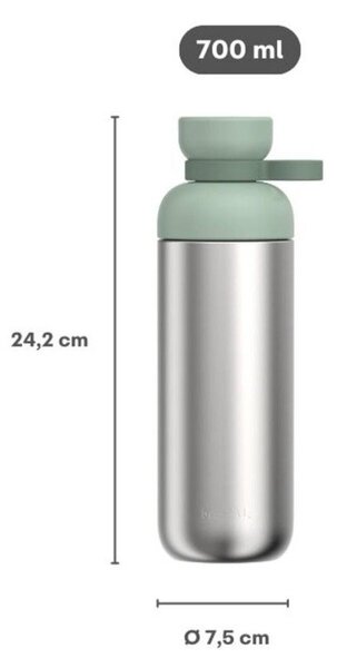 Butelka ze stali nierdzewnej w kolorze srebra/szałwiowa 700 ml Vita – Mepal