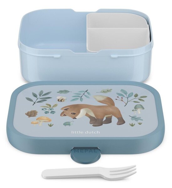 Jasnoniebieski plastikowy pojemnik śniadaniowy dla dzieci Forest Friends by Little Dutch – Mepal
