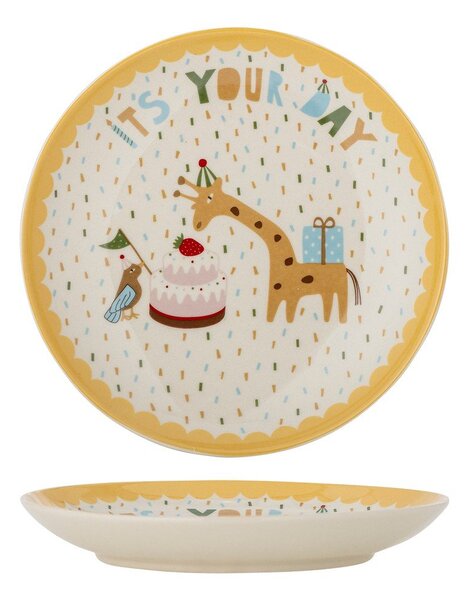 Żółto-kremowy kamionkowy talerz dla dzieci ø 16 cm Celebrate – Bloomingville Mini