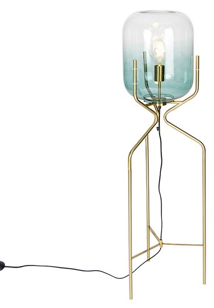 Design vloerlamp goud met groen glas - Bliss Oswietlenie wewnetrzne