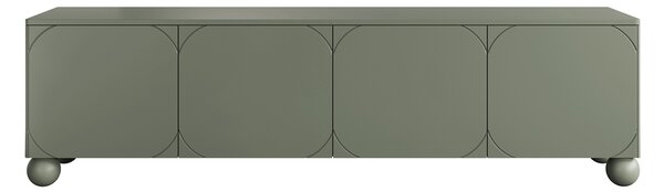 Szafka RTV Sonatia II 200 cm czterodrzwiowa na nogach kulach - oliwka