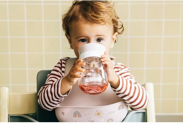 Beżowy plastikowy kubek dla dzieci 300 ml Sunshine & Rainbow – Mepal