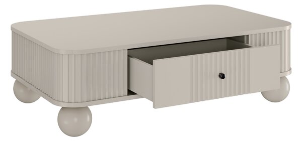 Stolik kawowy Vesper 103x60 cm z szufladą - kaszmir / czarne uchwyty / nogi kule