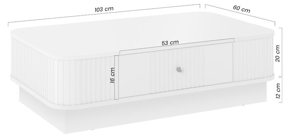 Stolik kawowy Vesper 103x60 cm z szufladą na cokole - czarny / złoty uchwyt