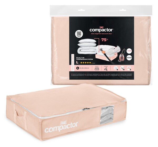 Plastikowy pojemnik próżniowy pod łóżko 65x45x15,5 cm Pink Edition – Compactor