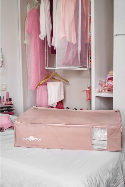 Plastikowy pojemnik próżniowy pod łóżko 65x45x15,5 cm Pink Edition – Compactor